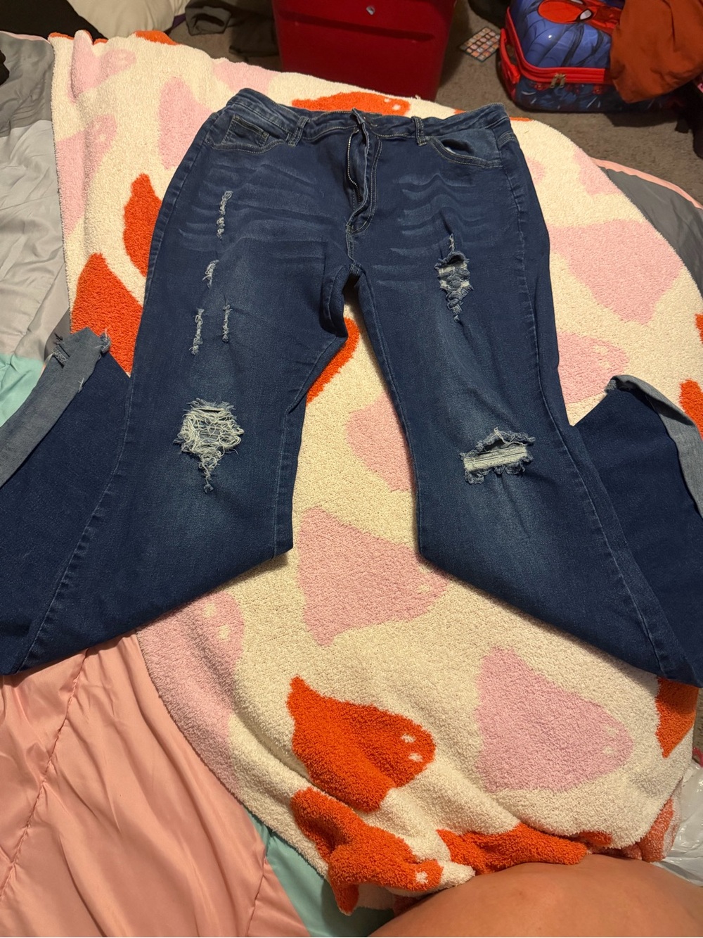 Distressed Dark Blue Women’s flared Jeans